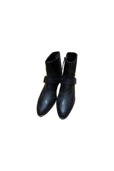 BLACK MICRO STUDDED COWBOY BOOTS NWOT