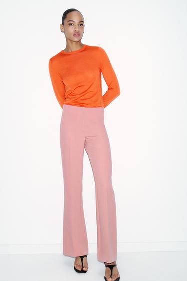 Zara FLARE PANTS WITH SIDE SEAMS - Pink