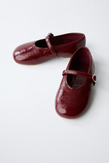 PATENT BALLET FLATS - Burgundy Red by Zara - Image 2