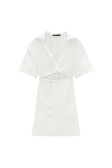 LINEN BLEND DRESS WITH CUT-OUT DETAIL