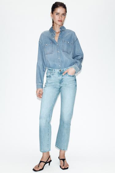 JEANS Z1975 CROPPED TIRO MEDIO - Azul claro de Zara
