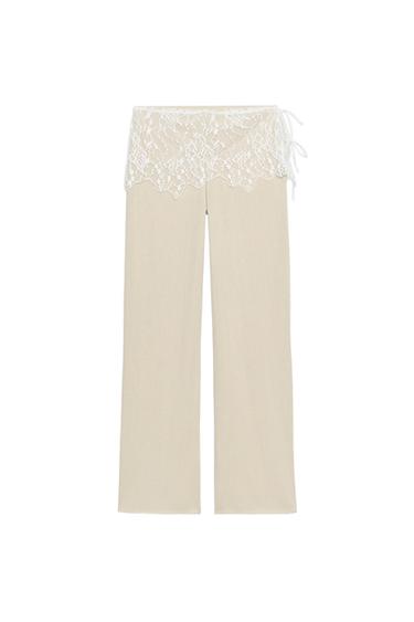 LACE RIB TROUSERS - Chalk pink by Zara