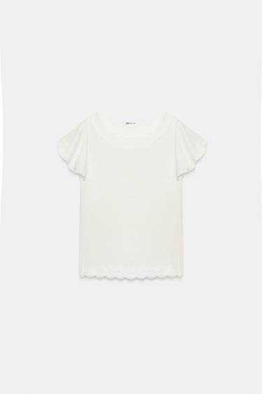TOP MANCHES VOLANTS DENTELLE - Blanc de Zara - Image 6