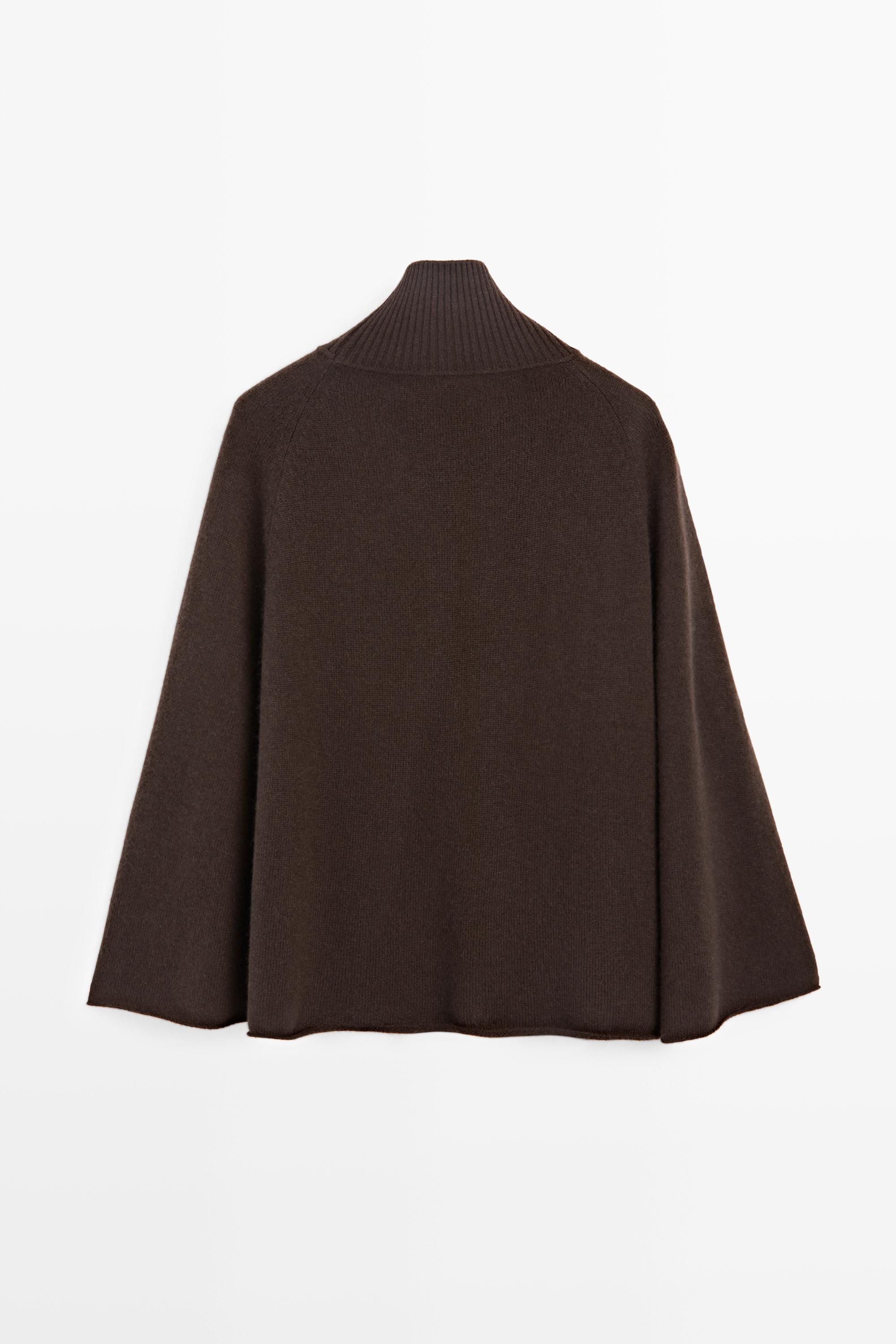 100% cashmere knit cape with crossover detail