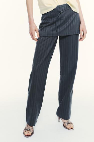 PANTALON-ROK MET KRIJTSTREEP - Blauw / Grijs van Zara