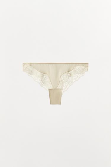 BRAGUITA CON ALGODÓN ENCAJE - Crudo de Zara