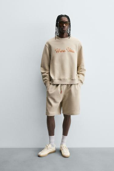 RELAXED FIT JOGGER BERMUDA SHORTS - Ecru by Zara - Image 0