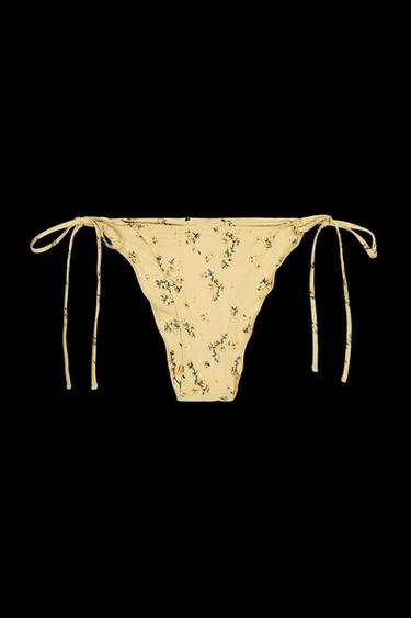 FLORAL TIE BIKINI BOTTOMS - Yellow by Zara - Image 0