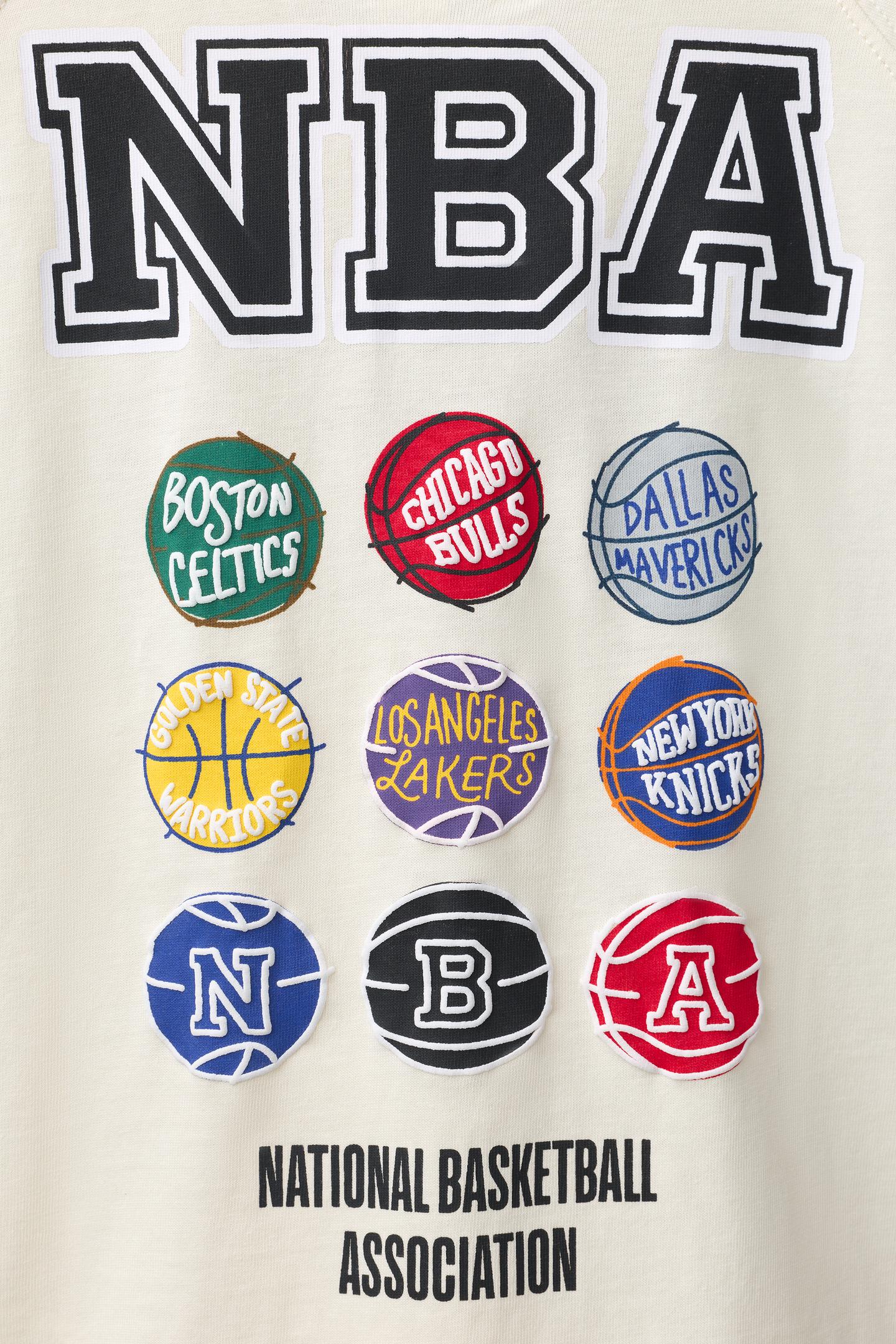 Детская футболка Zara NBA - Multi Teams Print, цвет: Экрю — фото 4