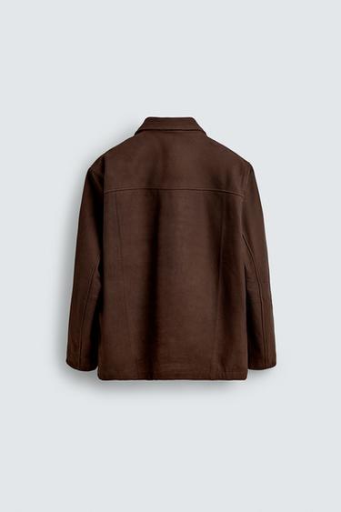 BLOUSON COUPE DÉCONTRACTÉE EN CUIR - Marron de Zara - Image 7