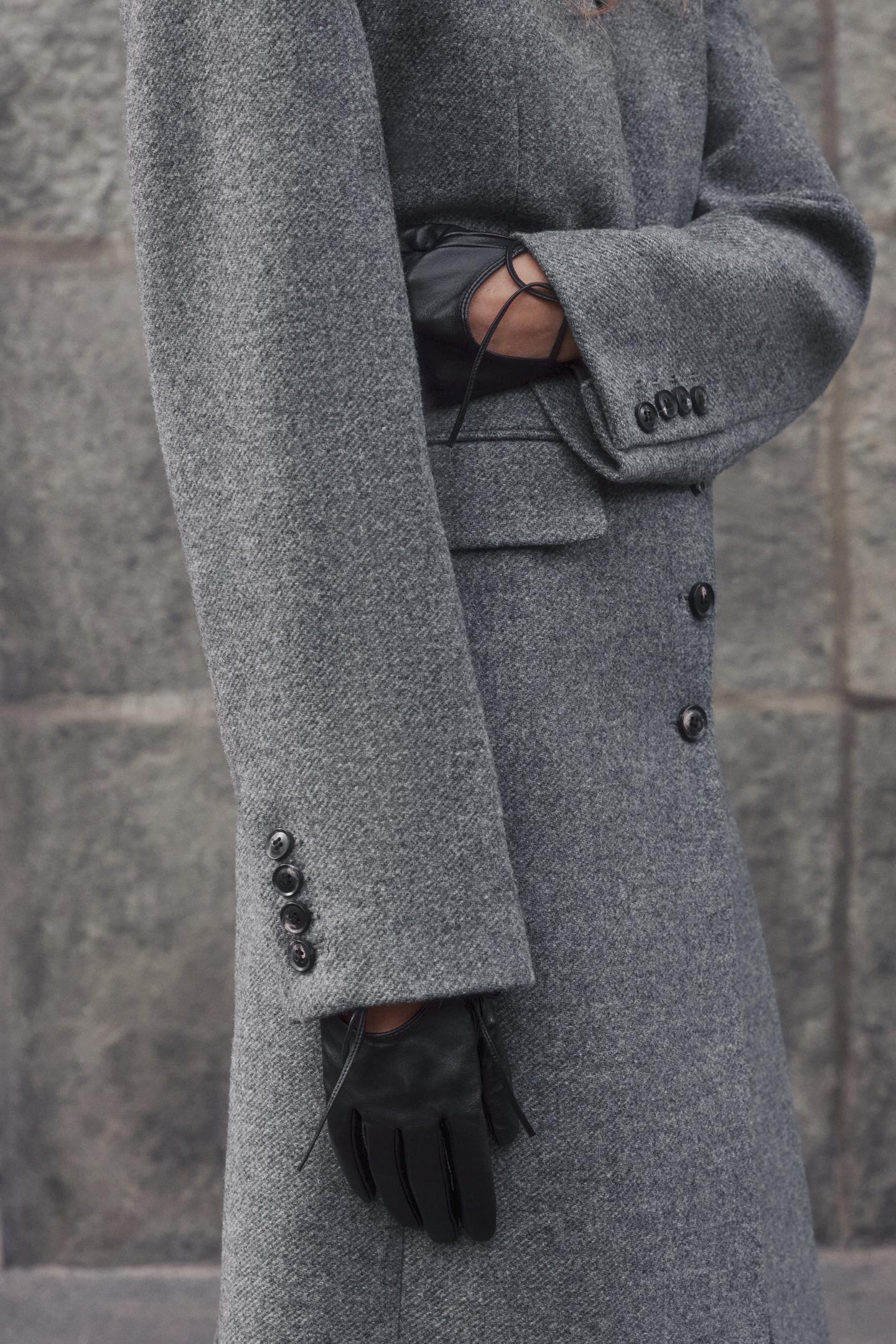 Женские перчатки Zara 100% Leather Short Gloves with Tie, цвет: Чёрный — фото 2