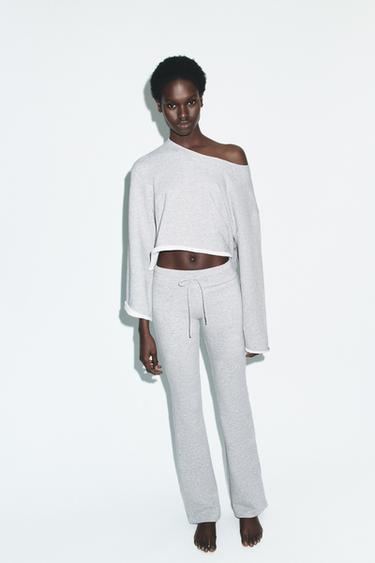 FADED FLARE TROUSERS - Grey marl by Zara