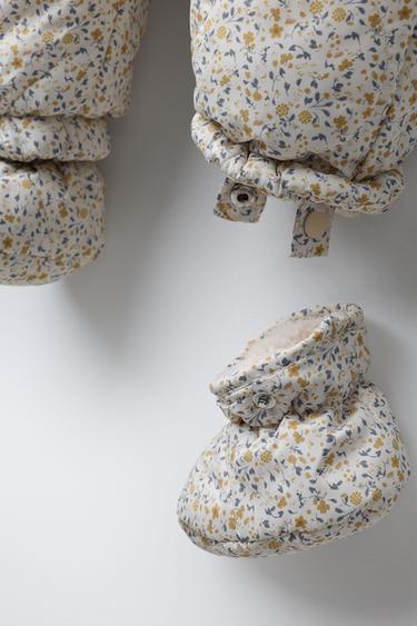 FLORAL NYLON ONE-PIECE SUIT WITH DETACHABLE MITTENS AND BOOTIES - Multicoloured by Zara - Image 4
