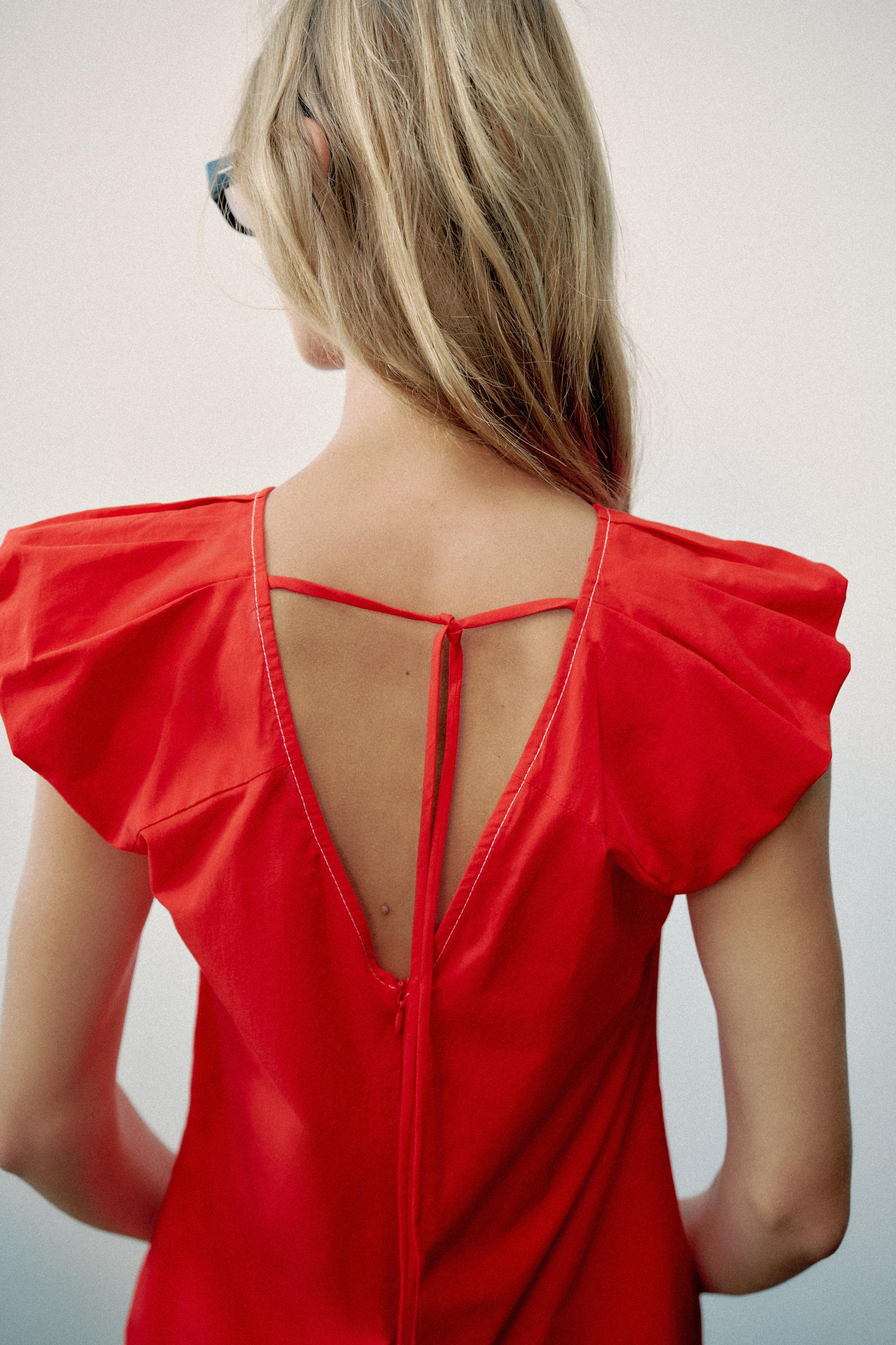 Женские рубашки Zara CONTRAST STITCH POPLIN TOP — фото 5