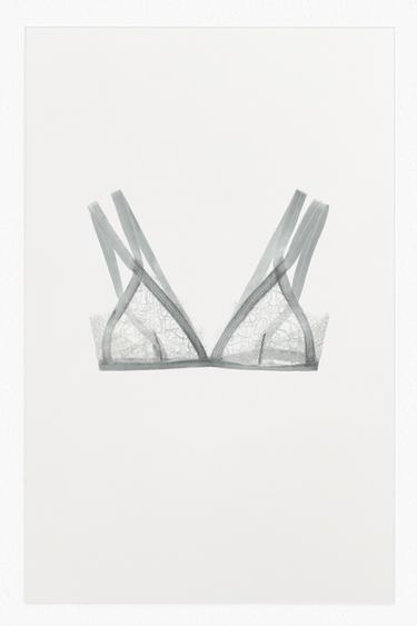 CONTRAST LACE BRALETTE - Blue / Grey by Zara