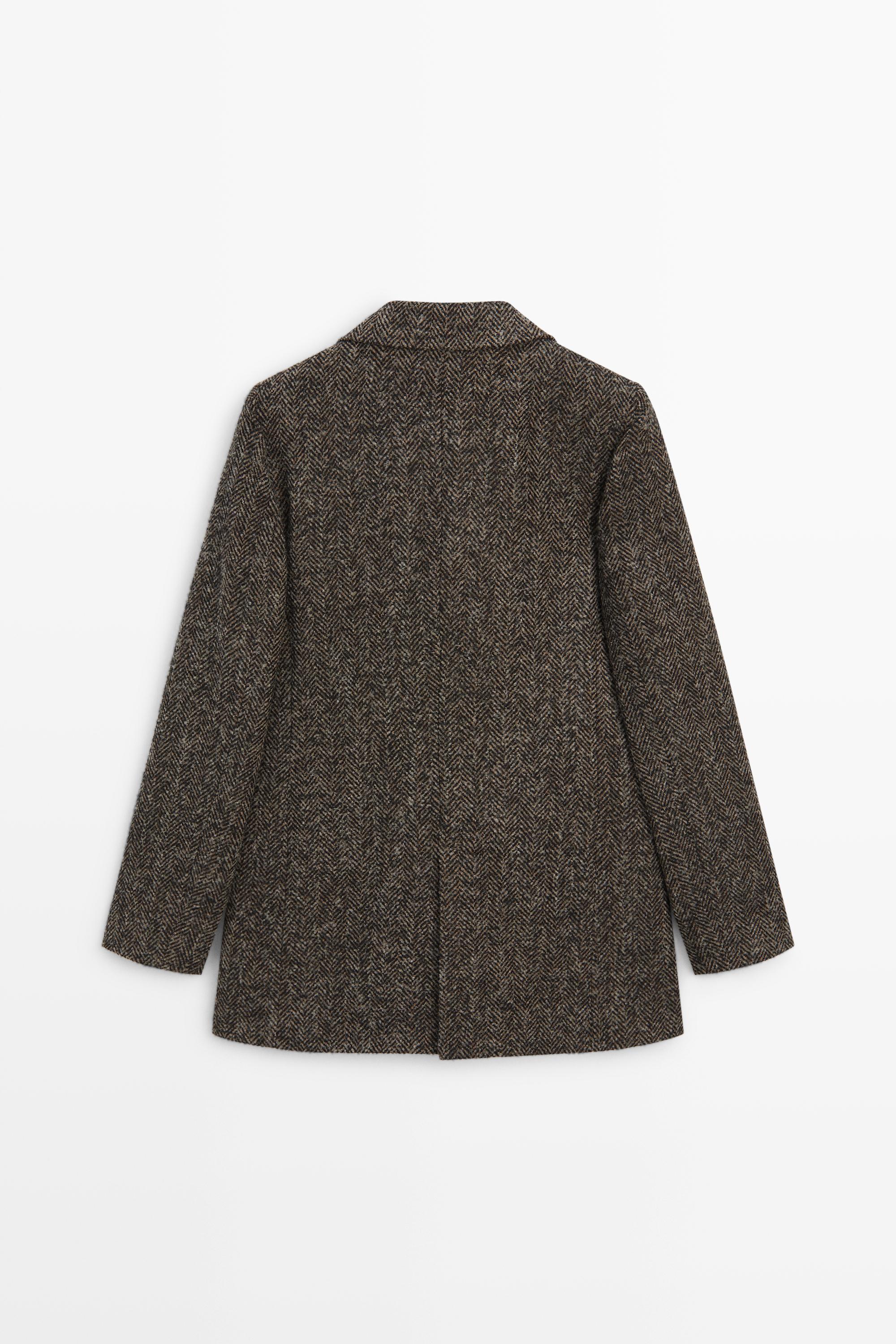 Suede and wool herringbone blazer