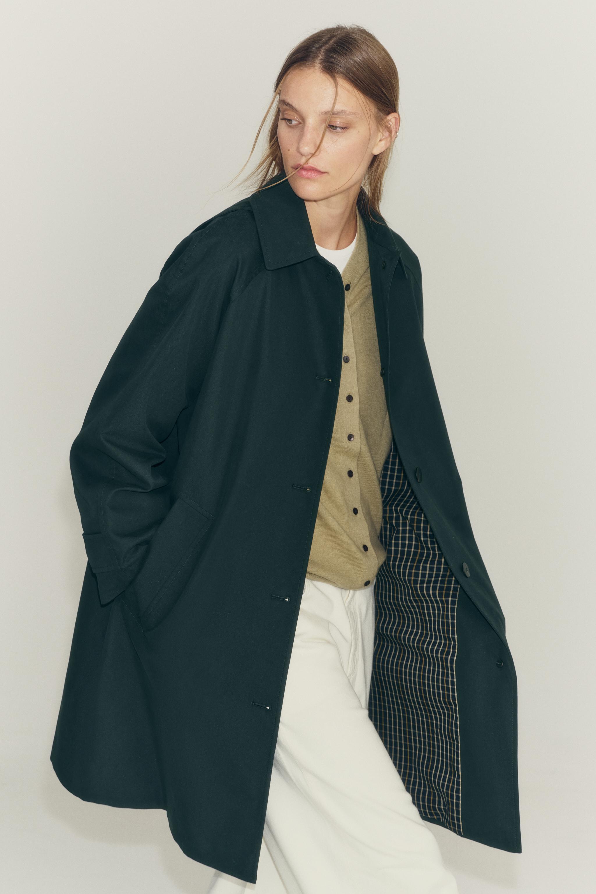 ZW COLLECTION MIDI TRENCH COAT — Gray green