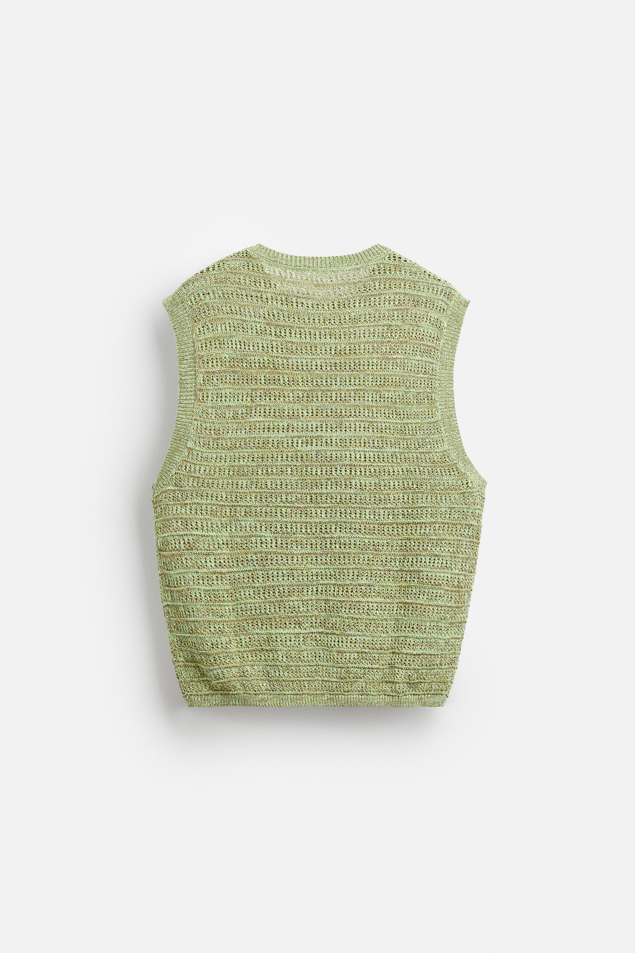 TEXTURED KNIT VEST - Light green | ZARA New Zealand