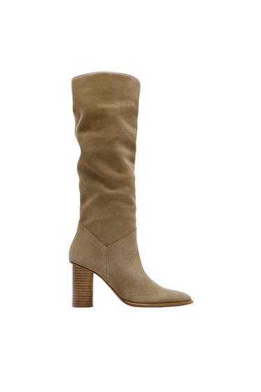 HEELED SUEDE KNEE HIGH BOOTS