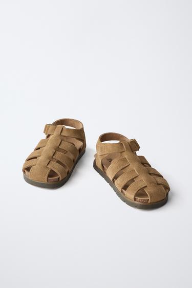 LEATHER BAREFOOT CAGE SANDALS - Dark tan by Zara - Image 3