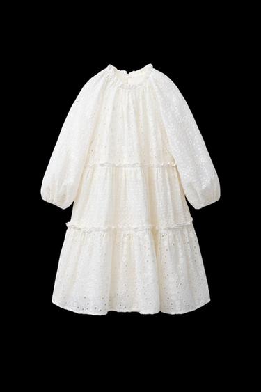 Zara EMBROIDERED FLORAL DRESS - Ecru - Image 0