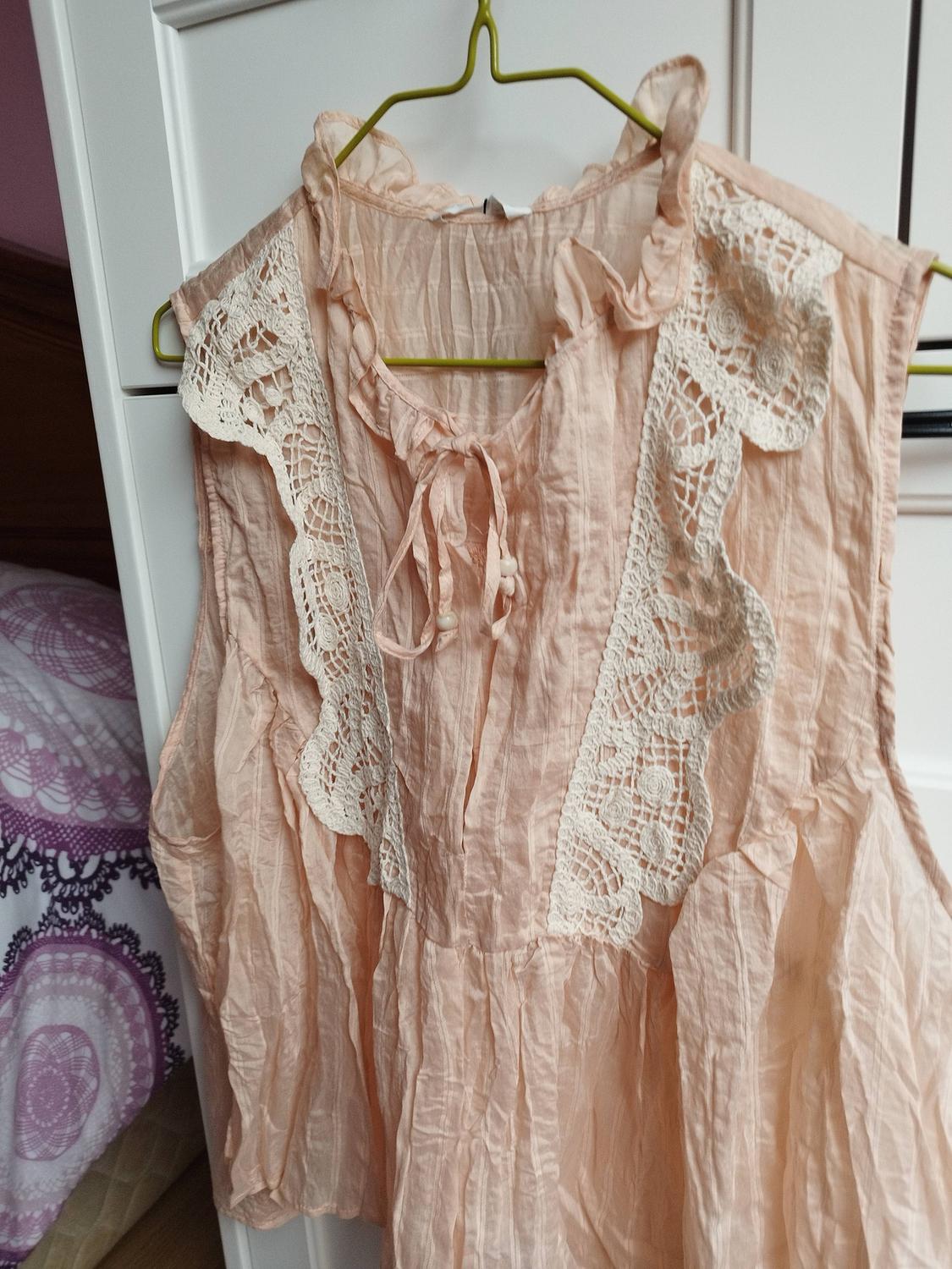 CONTRAST CROCHET CRINKLED EFFECT BLOUSE - Image 2