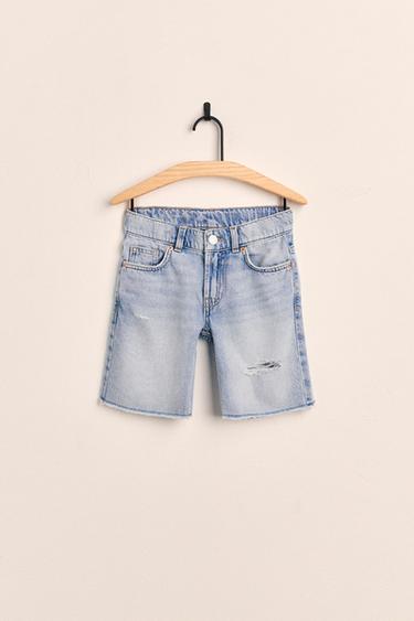 GERADE GESCHNITTENE JEANS-BERMUDASHORTS MIT RISSEN ZARA X BODY GLOVE ® - Hellblau von Zara