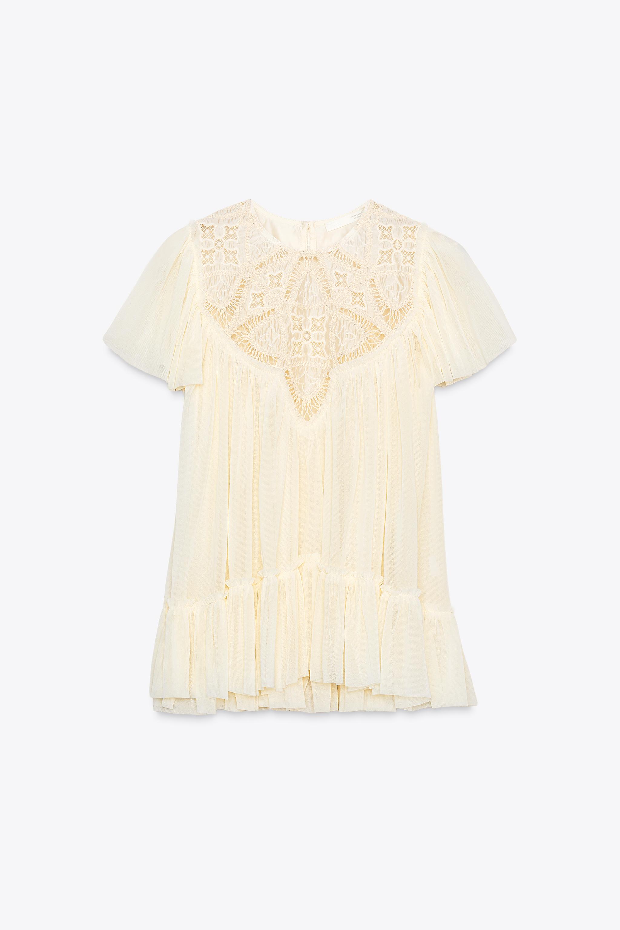 EMBROIDERED FLOWING BLOUSE Vanilla ZARA United Kingdom