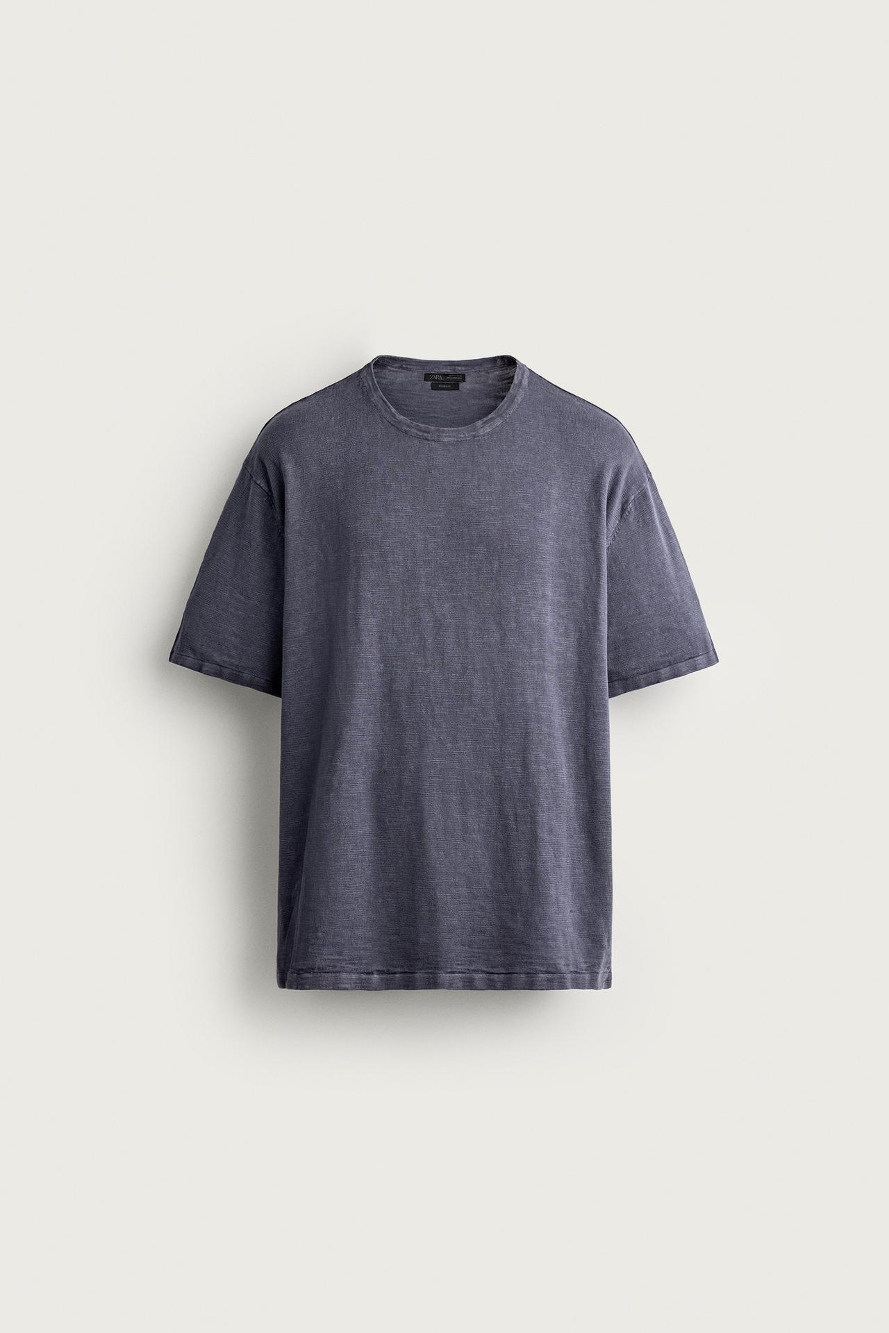 TEXTURED KNIT T-SHIRT — Ink blue
