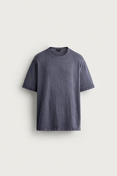TEXTURED KNIT T-SHIRT - Ink blue by Zara