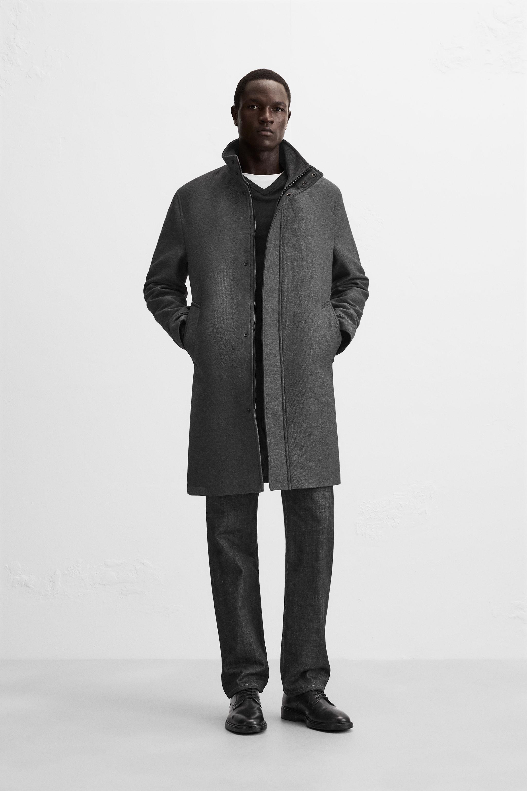 MANTEAU A COL AMOVIBLE Gris anthracite ZARA France