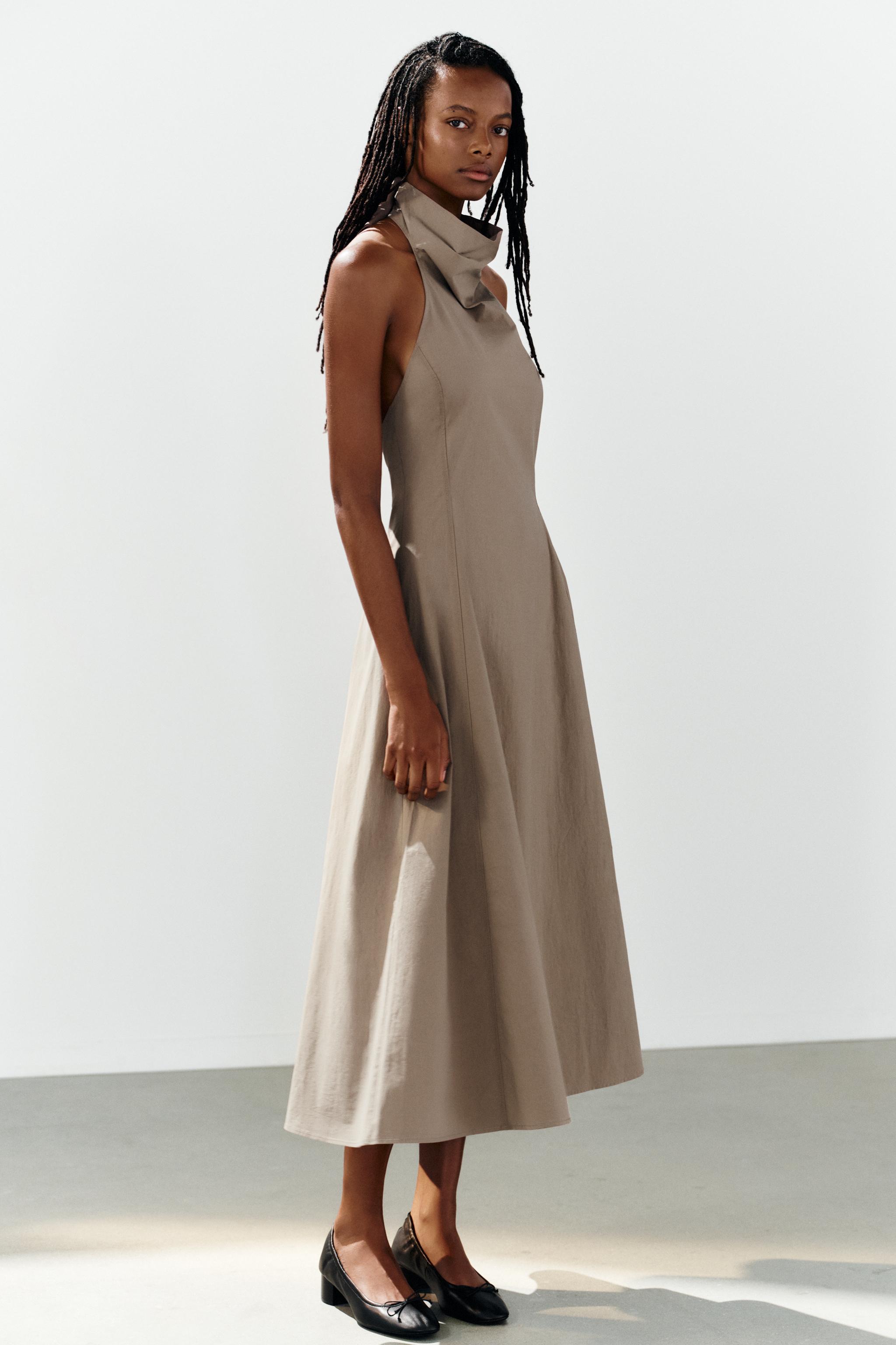 Женские платья Zara BUCKLE HALTER MIDI DRESS — фото 3