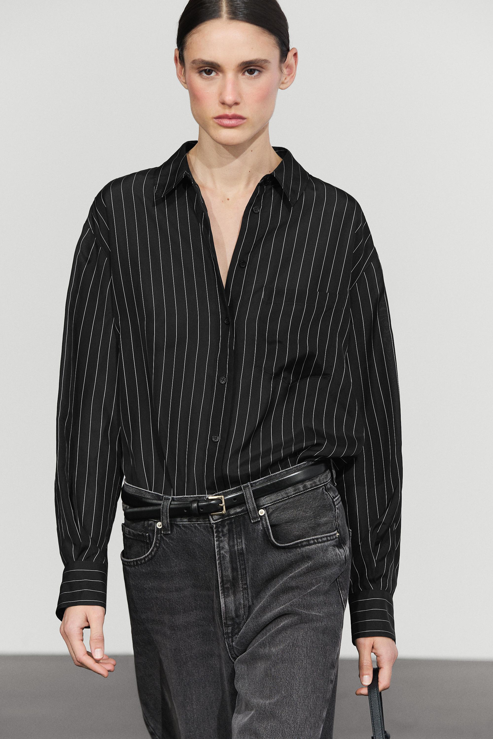 Chemise fluide à rayures avec poche
