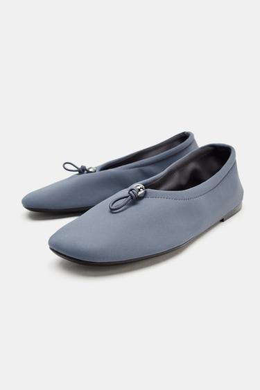 NEOPRENE EFFECT BALLET FLATS WITH PULL TAB - Blue by Zara - Image 2