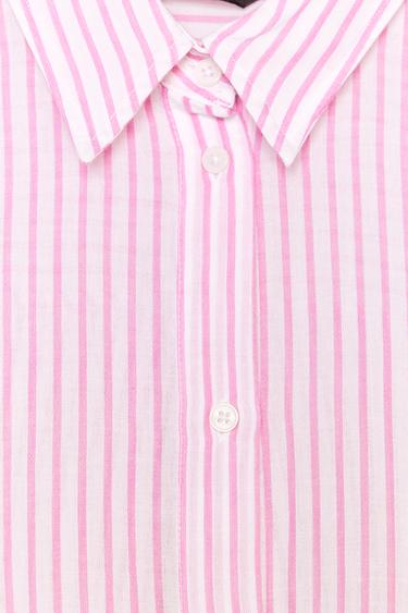 CHEMISE OVERSIZE RAYURES - Blanc / Rose de Zara - Image 7