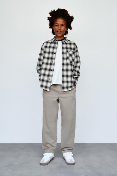 STRAIGHT FIT TROUSERS WITH LABEL - Brown / Taupe by Zara