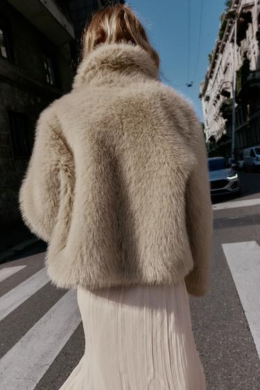 VESTE DOUBLE FACE EFFET FOURRURE - Gris taupe de Zara - Image 3