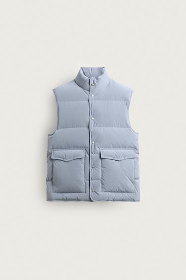 COLETE ACOLCHOADO 100% PENUGEM - Azul-celeste da Zara