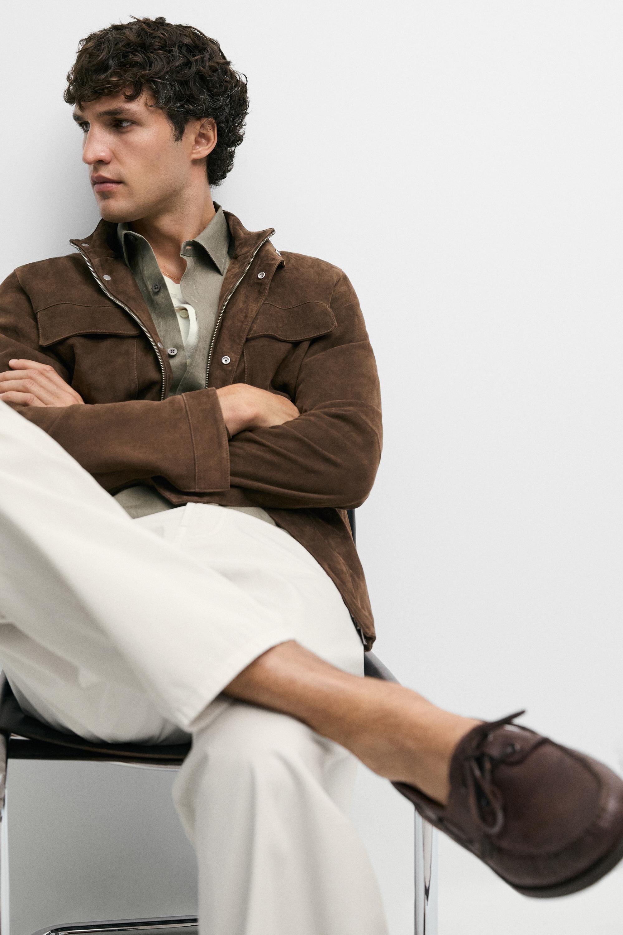 Suede jacket with pocket details