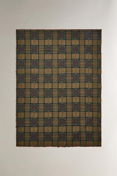 COUVERTURE TRICOT GÉOMÉTRIQUE NOËL - Vert foncé de Zara - Image 0