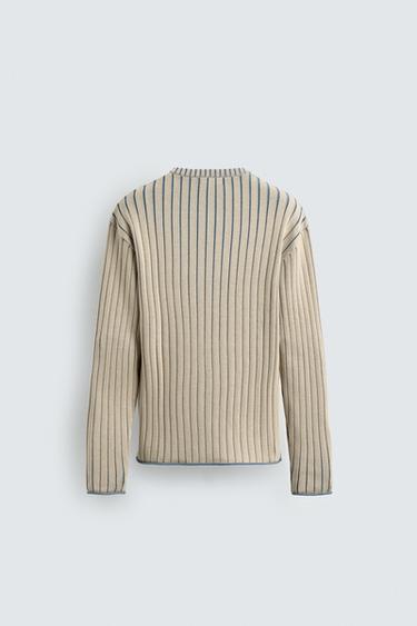 PULL CANNELÉ INSCRIPTION IMPRIMÉE - Bleu de Zara - Image 8