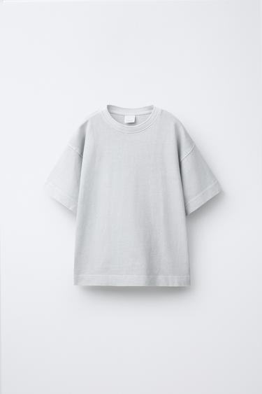 Zara HEAVY WEIGHT WASHED EFFECT T-SHIRT - Gray