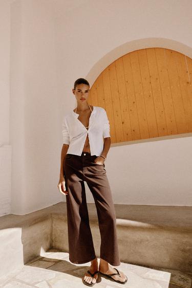 JEAN Z1975 JUPE-CULOTTE TAILLE HAUTE CONFORT - Marron de Zara
