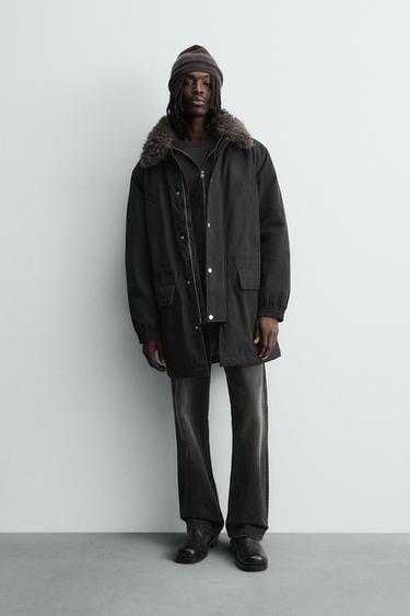Manteau Homme Zara En Laine - Couleur Gris Anthracite/noir - Taille M - Occasion En Excellent état