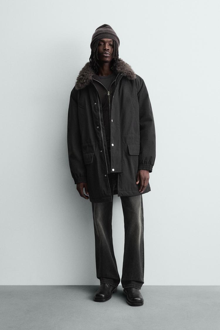 ZARA PARKA WITH DETACHABLE CONTRAST COLLAR