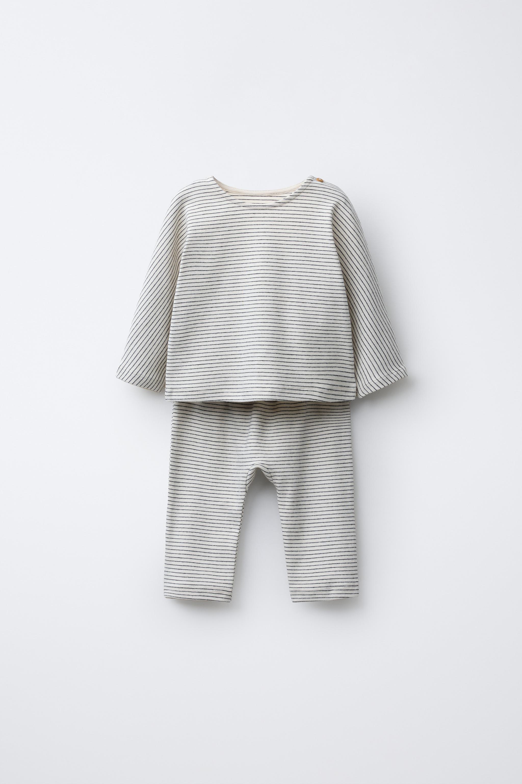 STRIPED T-SHIRT AND PANTS SET - Ecru / Black | ZARA United States