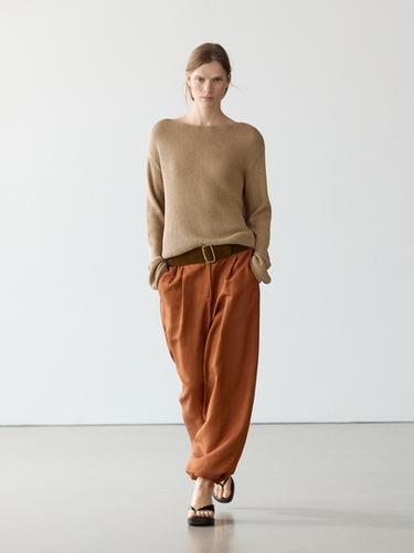 Pantalón fluido detalle lazada - Naranja de Zara - Imagen 0