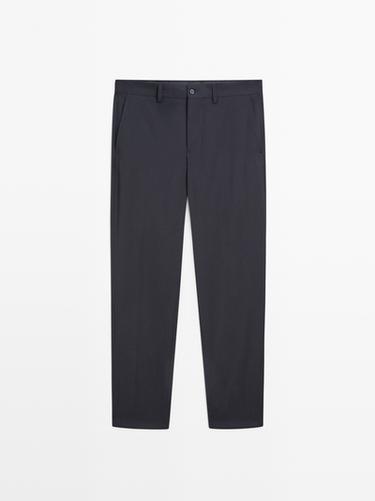 Pantalón traje lana - Marino de Zara