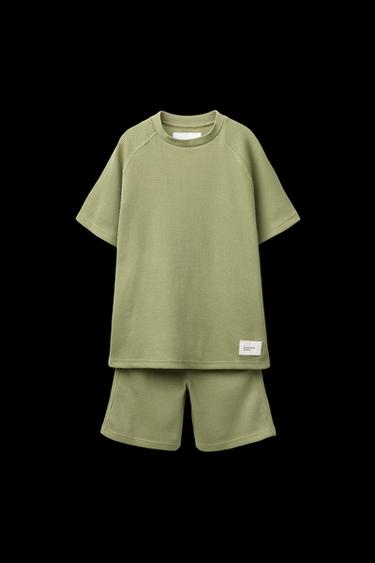 T-SHIRT- UND BERMUDA-SET MIT WAFFELMUSTER - Grün von Zara - Bild 0