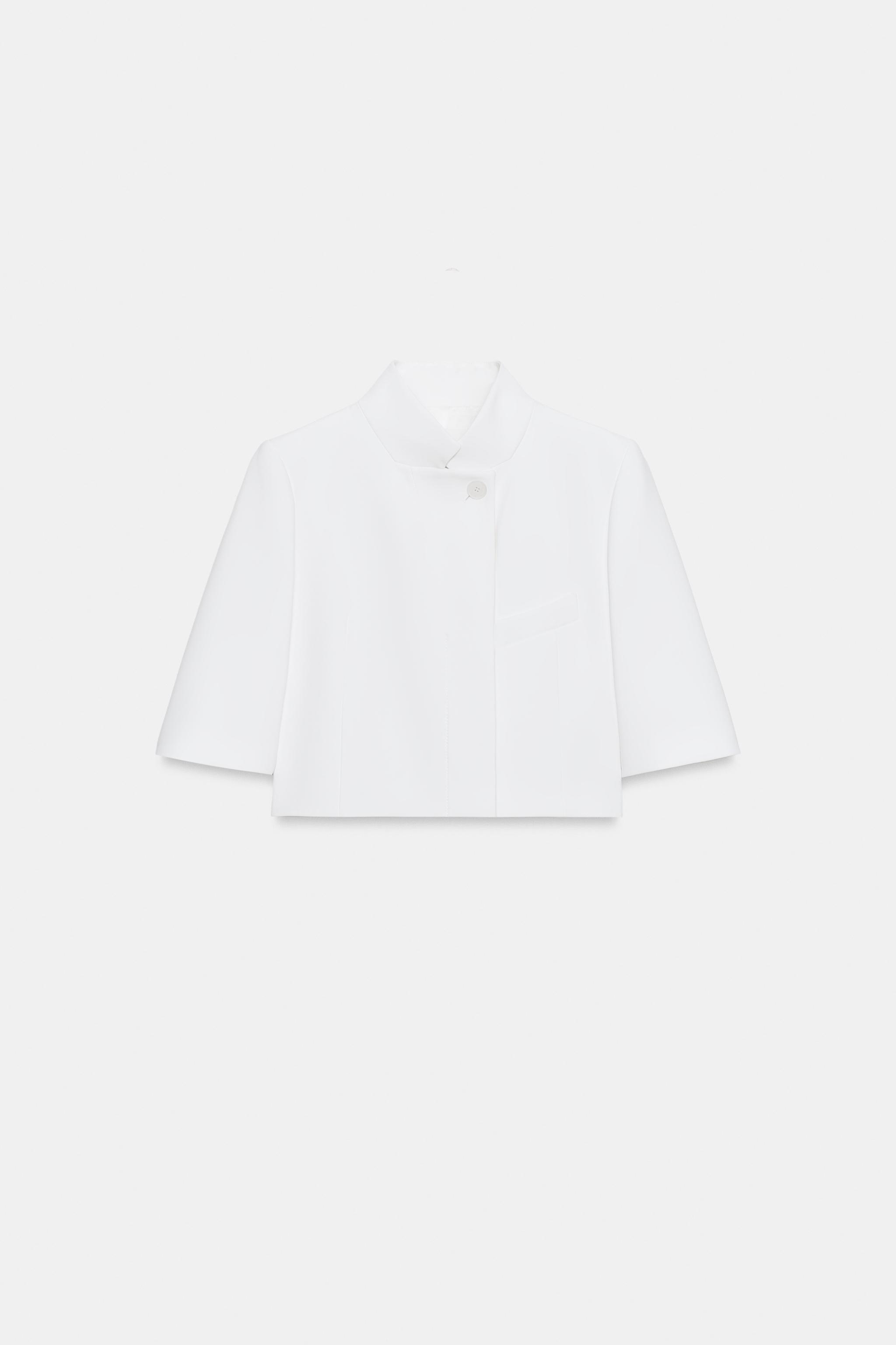 Zara KISA KOLLU CROP BLAZER ZW COLLECTION görsel 6